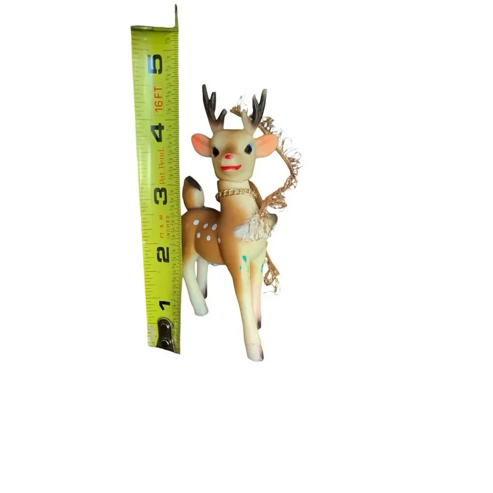 Rubber Fawn Christmas Reindeer Deer w/Spots Head Moves  Japan 5